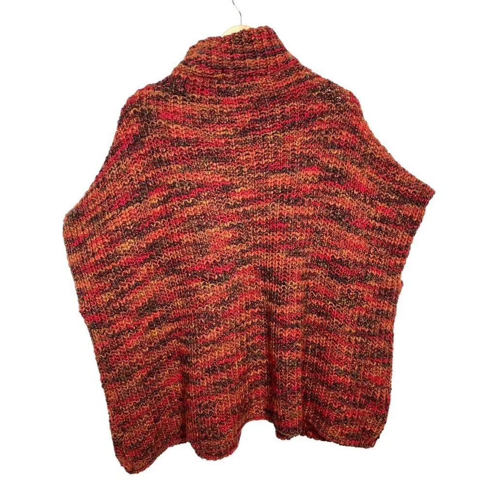 Anthropologie Elsamanda Wool blend chunky poncho sweater 90s fall‎ preppy sz OS - Picture 3 of 7